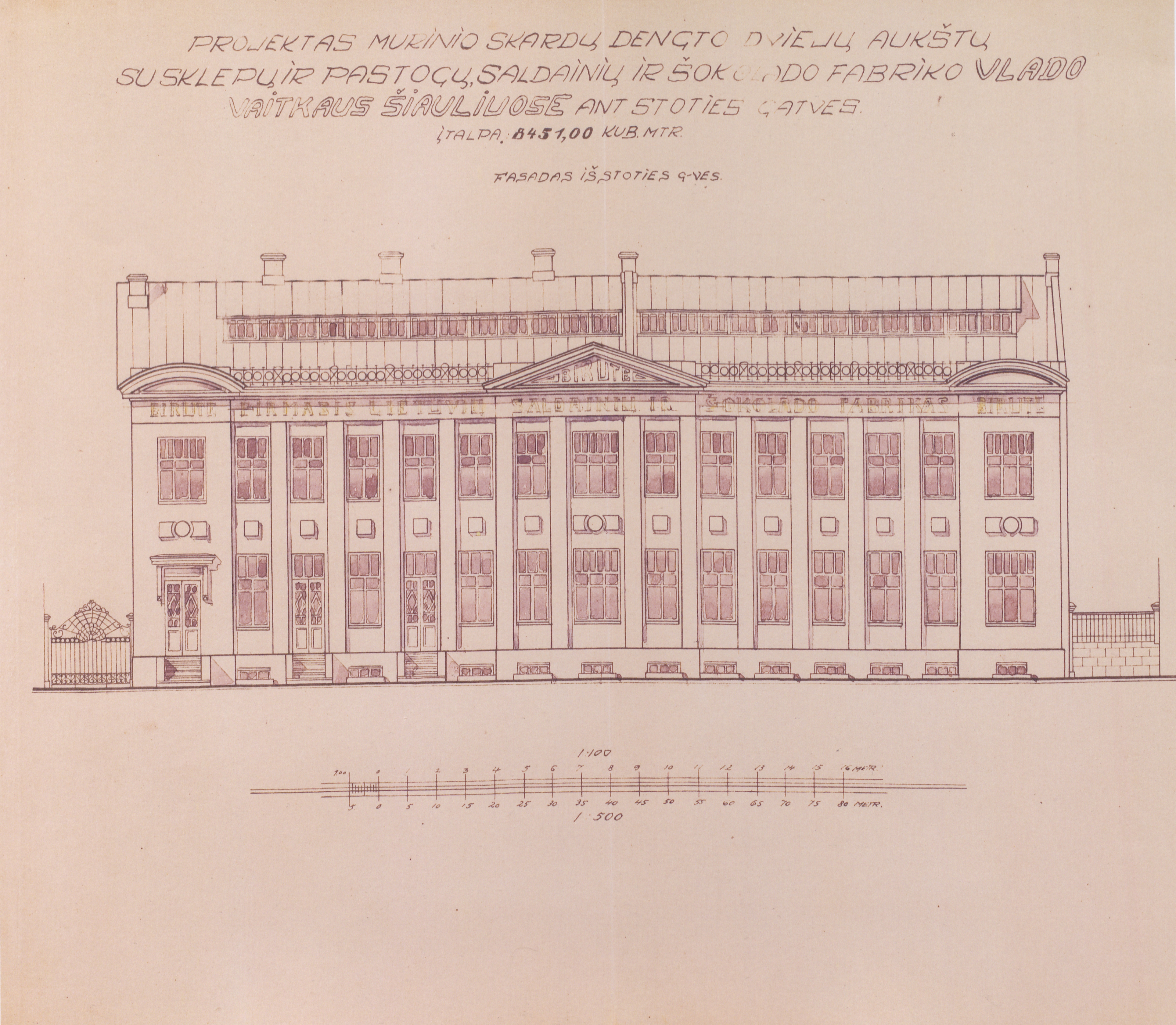 Saldainių ir šokolado fabriko Birutė projektas 1923 m. kovo 15 d. Autorius K. Reisonas, Lietuvos centrinis valstybės archyvas, f. 388, 2a, b. 510, l. 17.jpg